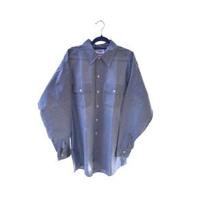 Vintage Dickies USA Chambray Button Down Shirt 16–16.5x35 Workwear